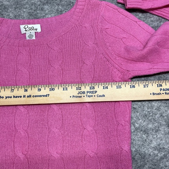 Lilly Pulitzer Cashmere Sweater Women S Pink V Neck Cable Knit Preppy Classic - Picture 10 of 12
